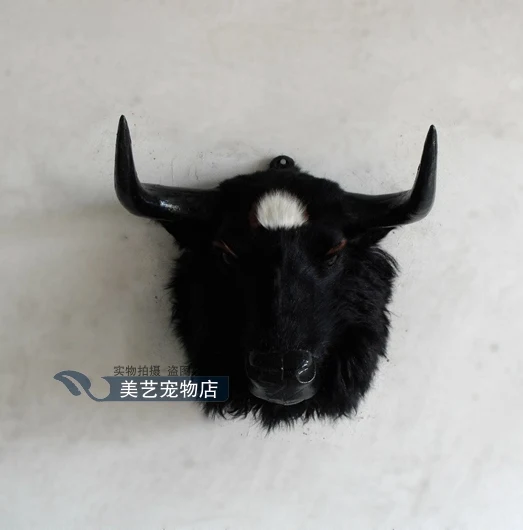 simulation black yak large 35x28x32cm toy model polyethylene&furs yak model home decoration props ,model gift d150