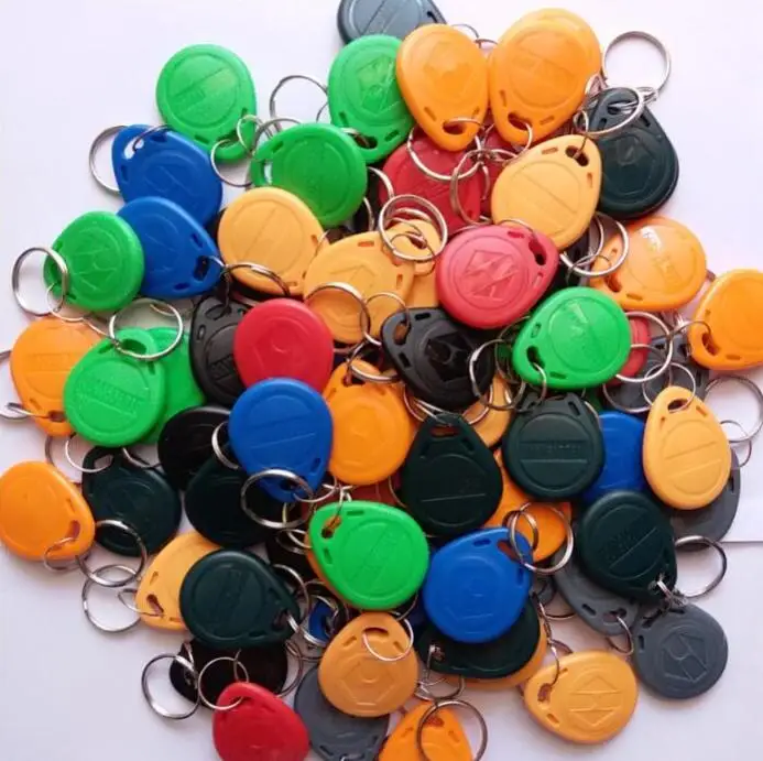 100pcs 125KHz TK4100 keyfobs RFID Tag Key Ring Proximity Token Access 10 Colors for RFID Tags Access control