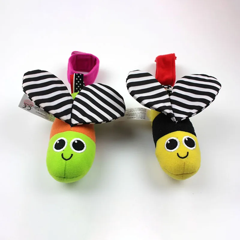 New Cute Baby Rattles hanging Bee with sound Cute Animal Infant Baby Crib Stroller Toy 0-12 months Plush Butterfly Bed Play Doll