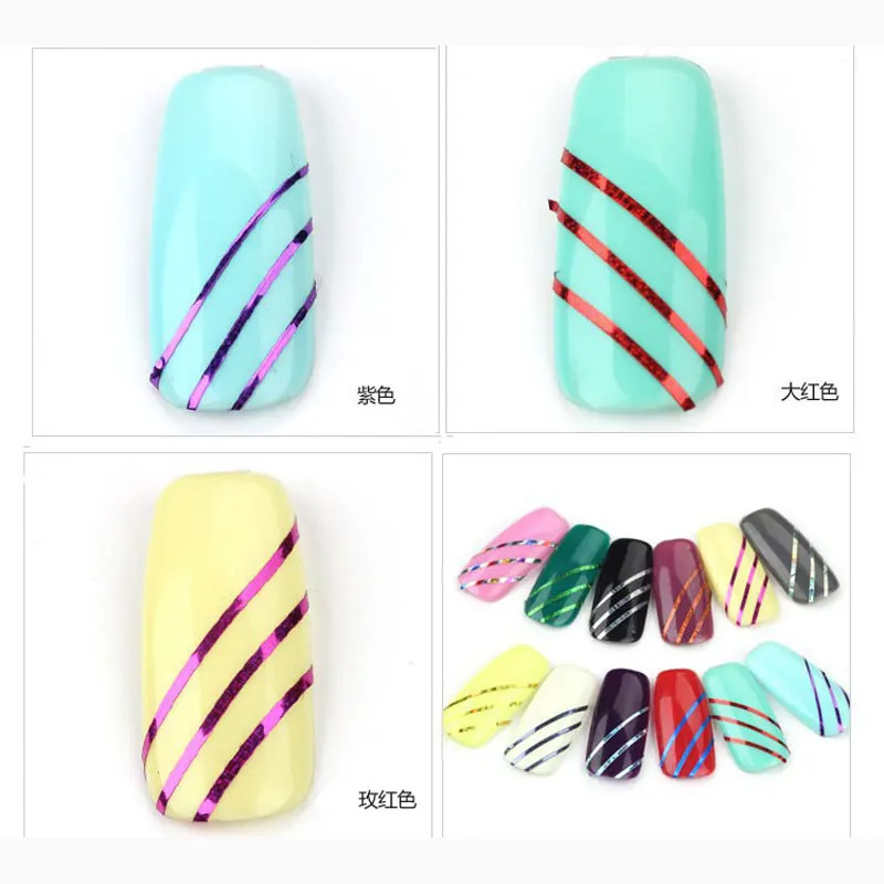 30 Rolls 1mm Nail Striping Tape Line Silver Gold Laser Adhesive Holo 3D Sticker Decor DIY Strips Nail Art Accessories Tool