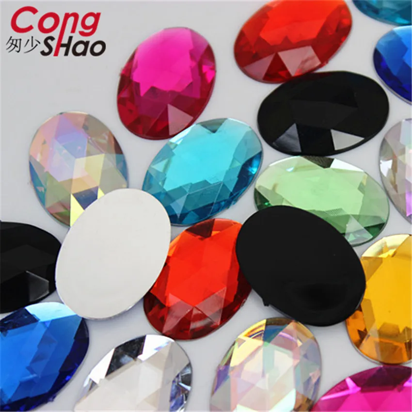 Cong Shao 100PCS 18*25mm Ovale Form Acryl Strasssteine Flatback Steine Und Kristalle Für Kostüm Handwerk DIY Dekoration YB137 – Detail 2