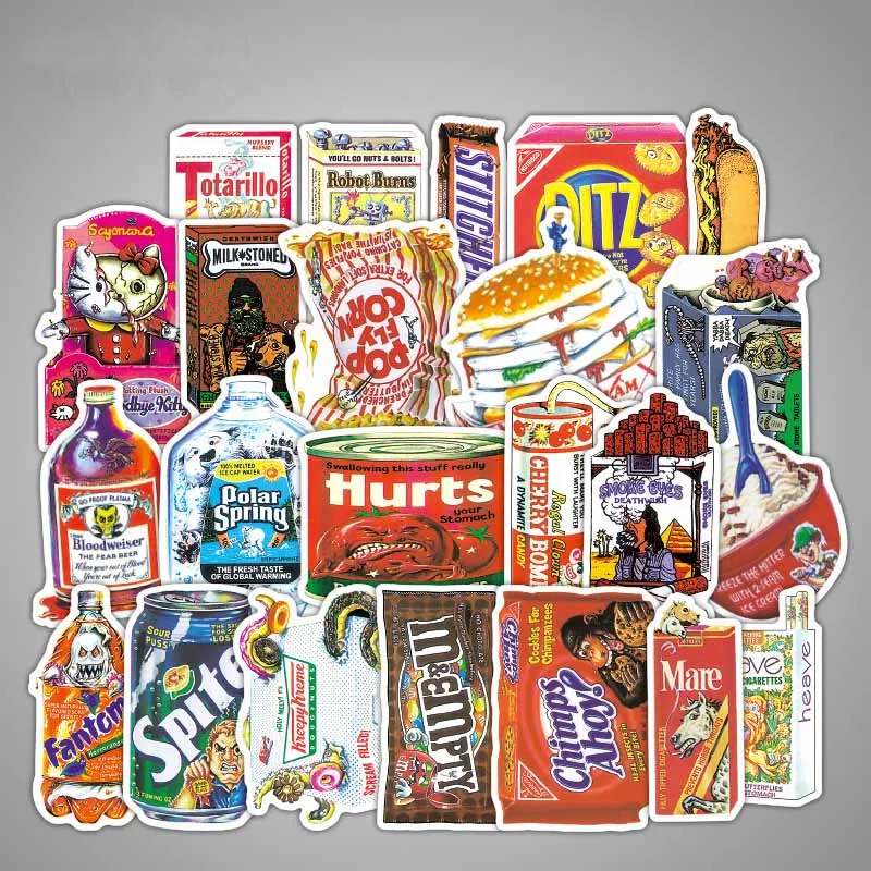 20pcs Travel series Food Funny Cartoon Photo Album Scrapbook Paper Decoration sticker Diy Handmade gift card stickers Arts Craft