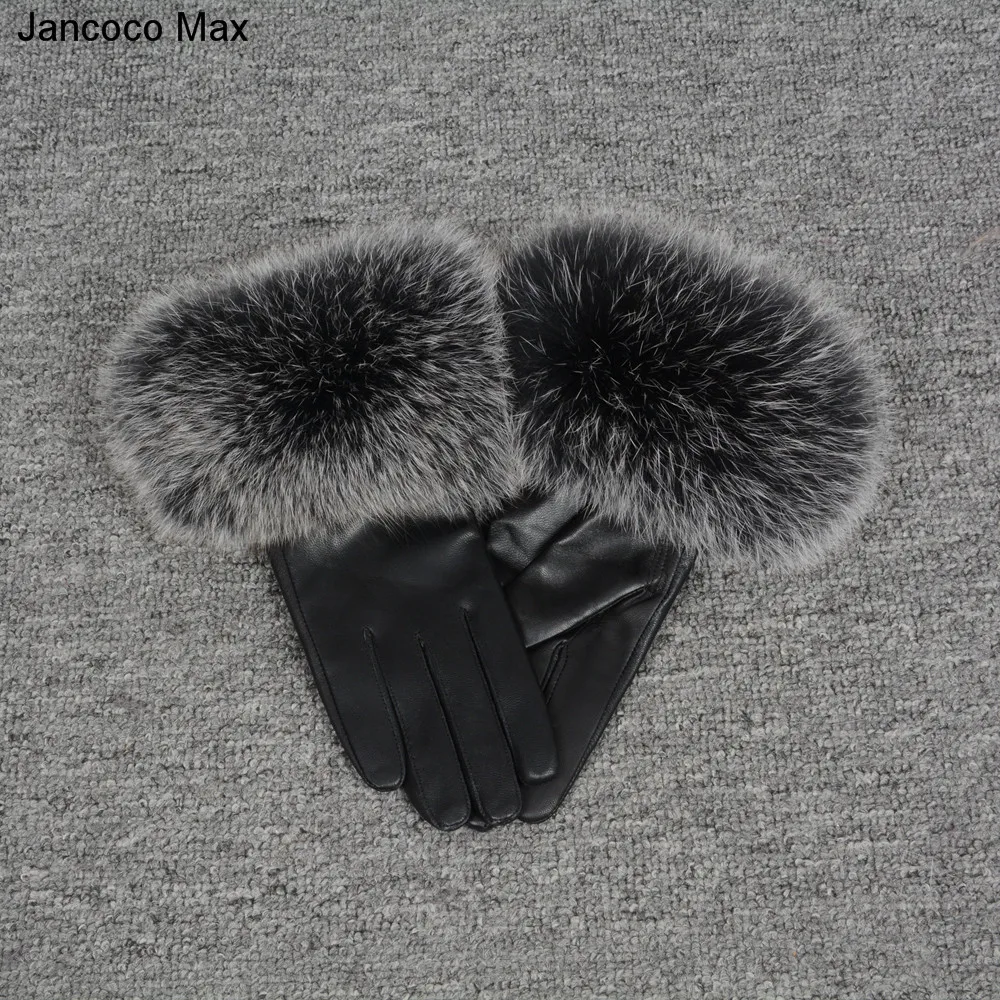 Genuine Leather Gloves for Women, Real Sheepskin and Fox Fur Gloves, Fashion Style, S7200, New Arrival