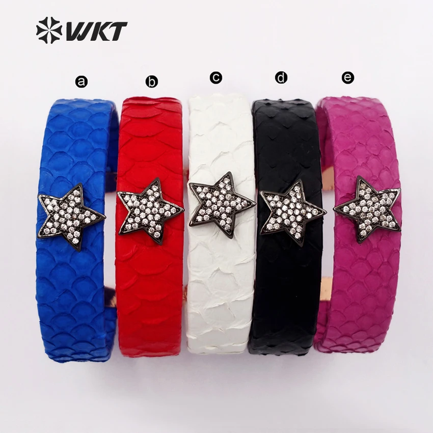 WT-B396 wholesale fashion jewelry high quality cuff bangle multi color optional trendy bangle with star charm for women gift