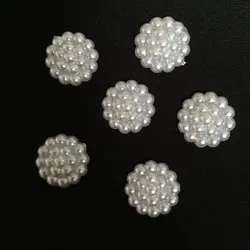 40pcs 14mm white plastic Pearl flower round shape Scrapbook Craft Flatback DIY wedding decoration Clothing accessories B161