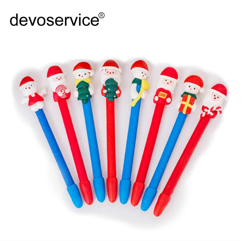 

2 Pcs/Lot Kawaii Soft Clay Ballpoint Pen Christmas Gifts Santa Snowman Pens Student Children's Prizes Office Stationery Supplies