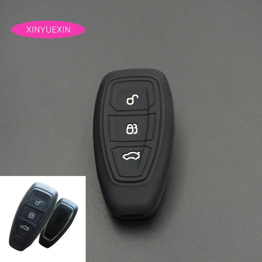 Xinyuexin Silicone Car Key Cover FOB Case For Ford Kuga Focus 3 Ecosport Fiesta Remote Key Case Car-styling Interior Accessories