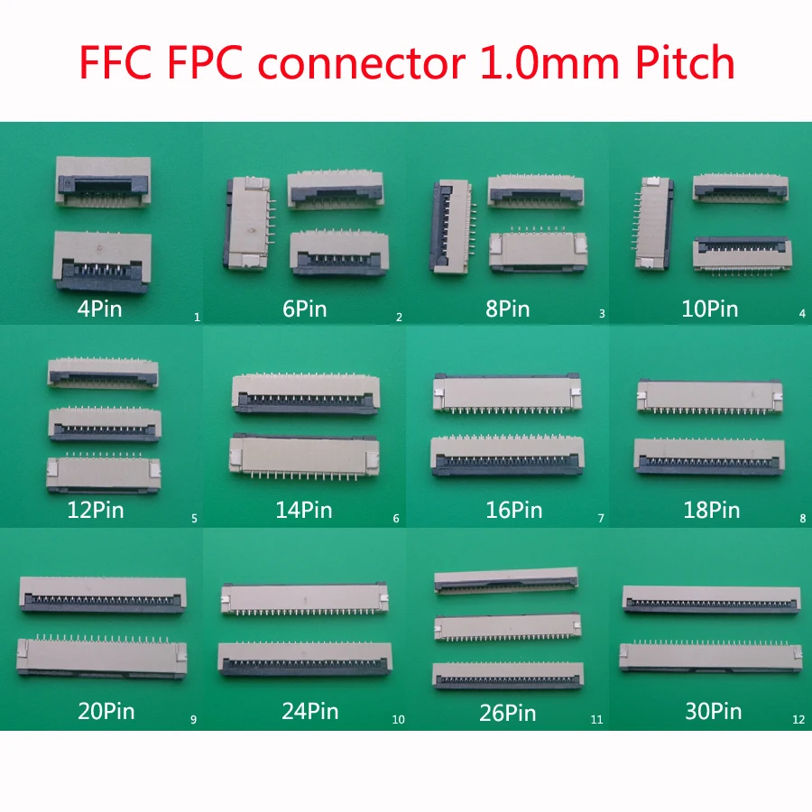 

Коннектор FFC FPC 1,0 мм, 4/6/8/10/12/14/16/18/20/24/26/30 Pin, плоский коннектор флип-типа, нижний контакт, 5 шт.