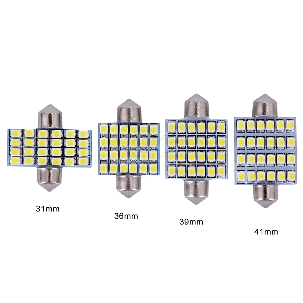 4 pz Lettura Auto Interni Auto LED Targa Lampada di Segnalazione Festone 24smd LED 1210 3528 SMD C5W 31mm 36mm 39mm 41mm Luce di Cupola