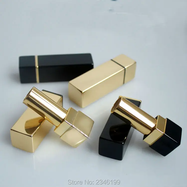 

Elegant Empty Square Lipstick Tube, High-end DIY Lip Balm Bottle, Aluminum Black/ Gold Cosmetic Container For Women, 30pcs/lot