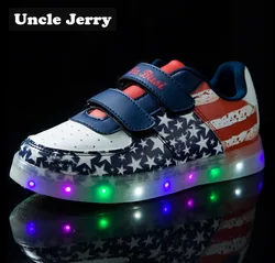 UncleJerry dziecko buty Led USB chargering zapalają chłopięce buty sportowe typu Sneakers dziewczyny świecące buty dzieci na świeżym powietrzu sportowe trampki