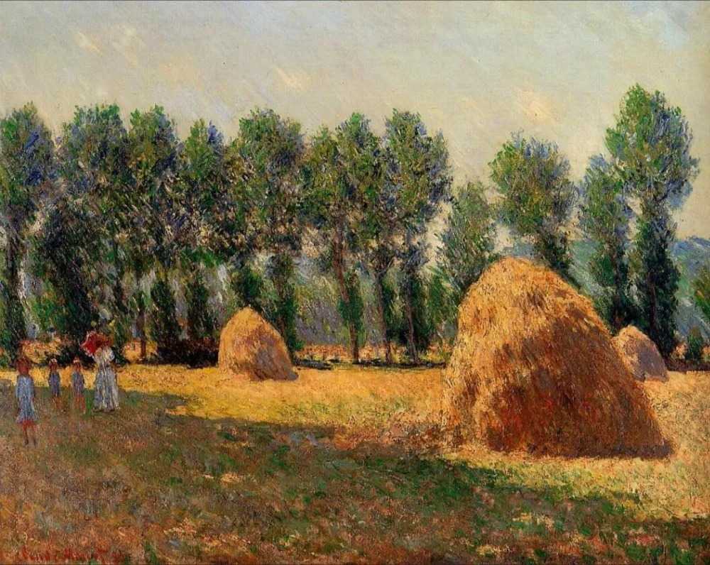 High quality Oil painting Canvas Reproductions Haystacks at Giverny (1885) By Claude Monet hand painted