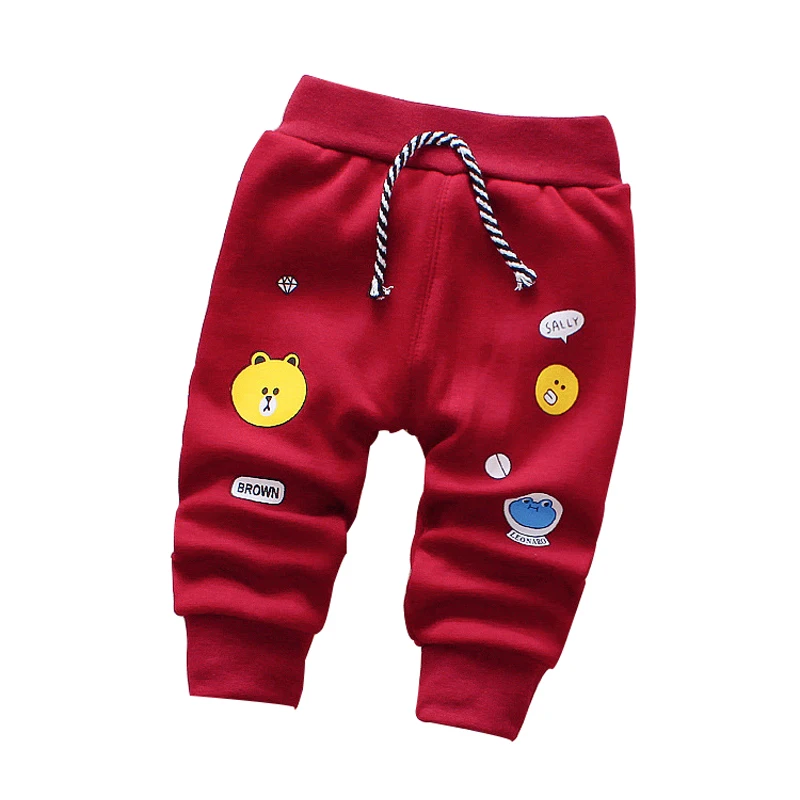 baby pants 2017 autumn & winter thicker plus velvet warm Smiling face Cartoon baby boy pants  0-3 year children boys girls pants