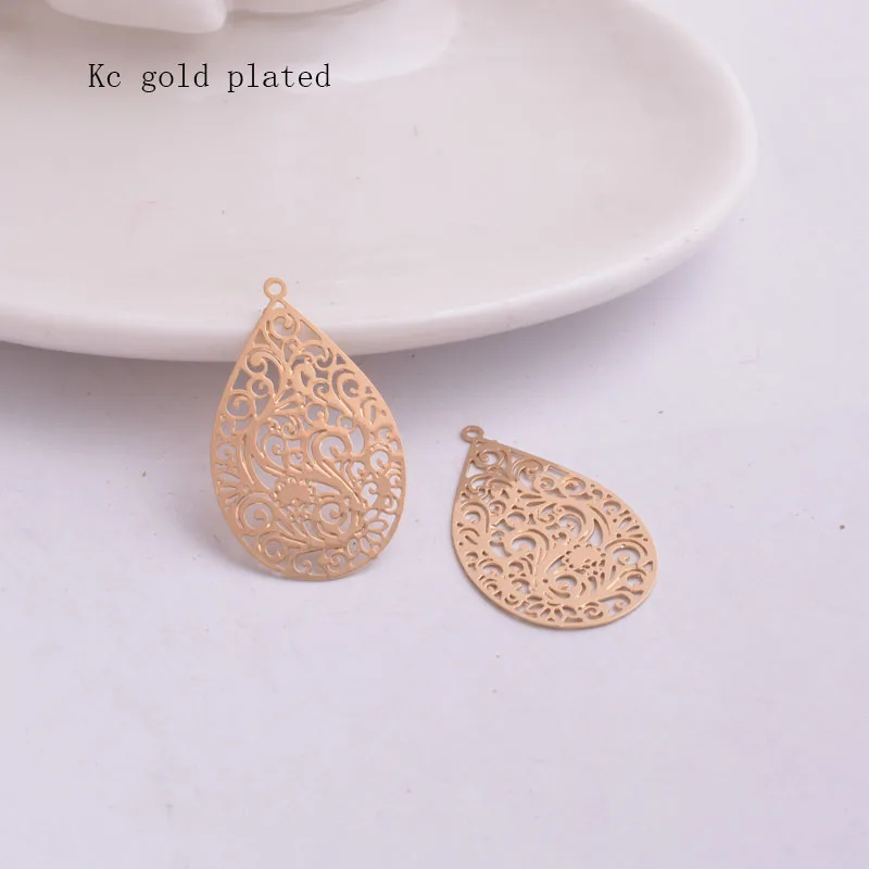 50pcs AC6450  Painted Brass Water Drop Charms Fit Earrings Handmake DIY Accessory