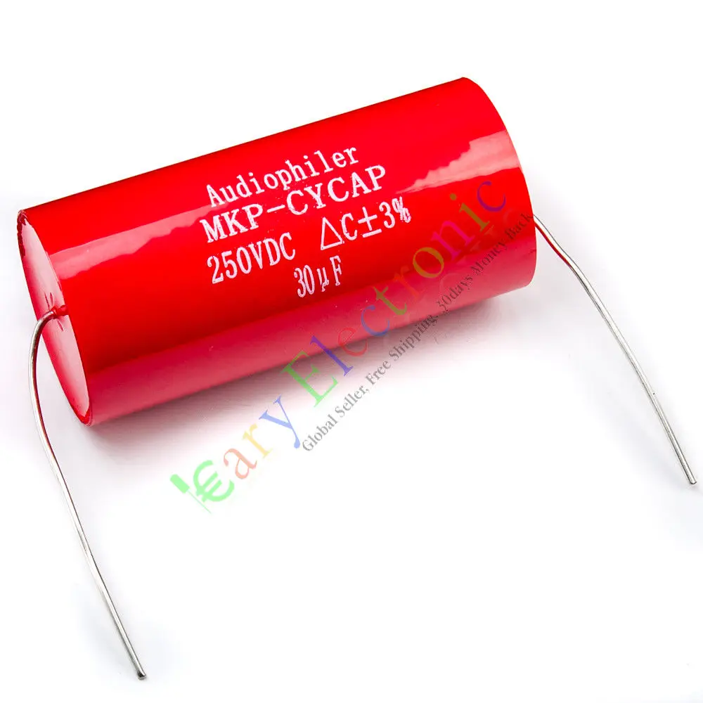 Wholesale and retail 50pc MKP 250V 30uf long copper leads Axial Electrolytic Capacitor audio amp part free shipping