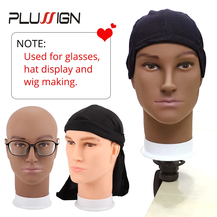 Plussign-Tête de mannequin en mousse pour perruque, lunettes de cheveux, présentoir de bijoux, support de chapeaux, marron, beige, modèle de tête de mannequin