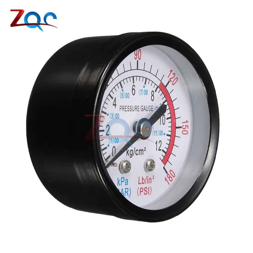 13mm 1/4 BSP Thread 0-180 PSI 0-12 Bar Air Pressure Gauge For Air Compressor Iron New Arrival Diameter about 52mm