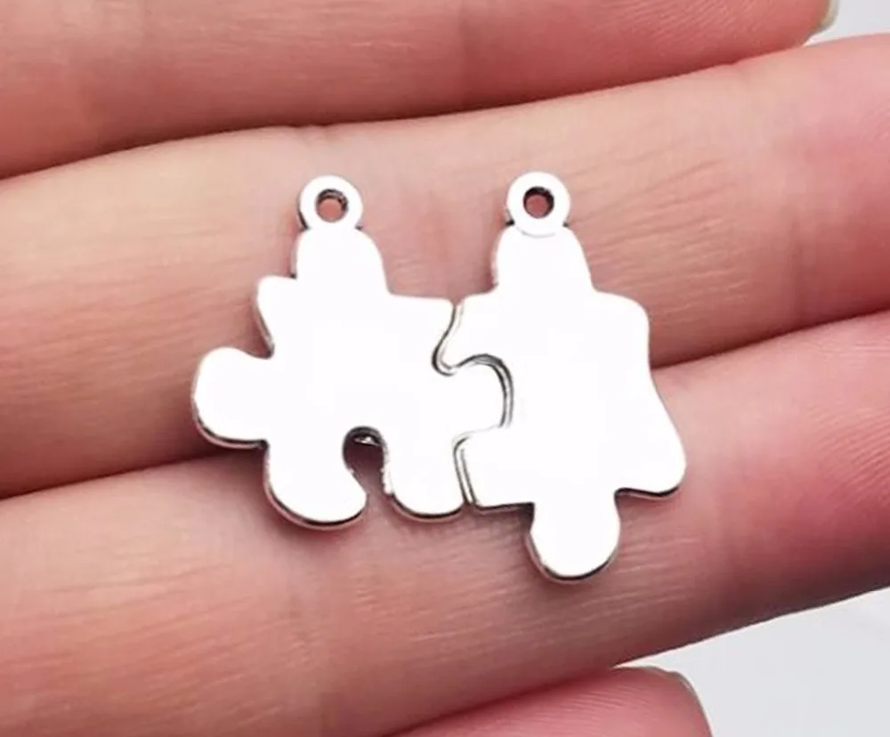 15pairs/Lot--26x21mm Antique Silver Plated Best Friends Puzzle Charms Pendants For Diy Supplies Jewelry Making Accessories