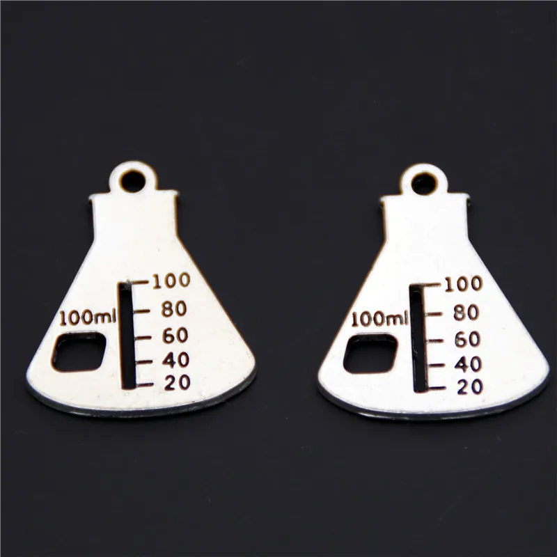 15PCS  Silver Color Zinc Alloy Laboratory Measuring Cup Charms Pendants DIY Jewelry A398