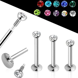 BOG-Lot 10Pcs Zircon Anodized Internally Threaded Prong Lip Stud Ear Cartilage Tragus Helix Piercing stud Ring 16g Body Jewelry