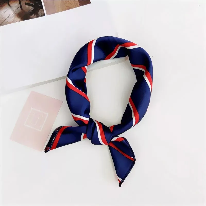 

women NEW scarf silk feeling hair neck scarves square brand office Printing Hotel Waiter Flight Attendants Handkerchief rings