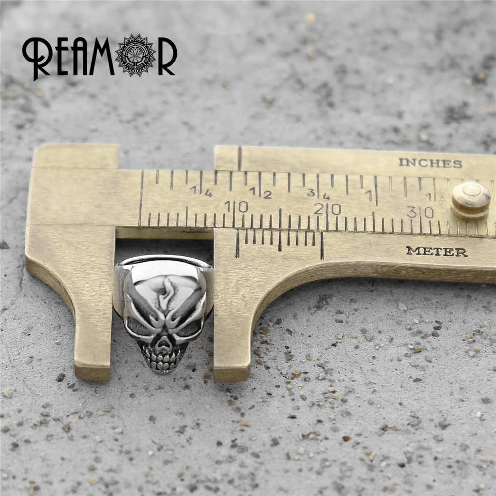 REAMOR 5pcs 316L Stainless Steel Beads Punk Skull Paracord Spacer Charm Beads For DIY Men Leather Bracelet Jewelry Findings