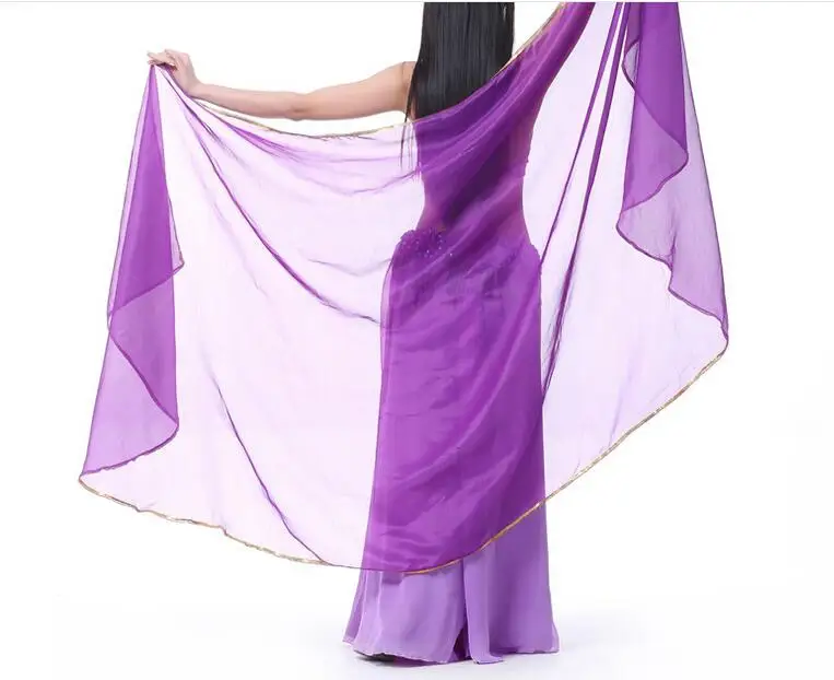 250*120cm Stage Performance Belly Dance Scarf Shawl Light Texture Half Circle Veils Professional Women Belly Dance Veil Chiffon