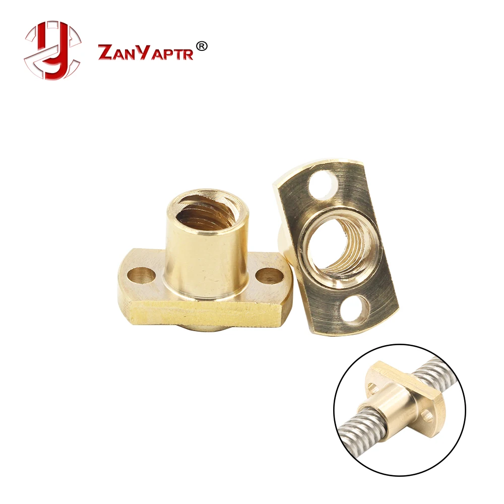 1pc T8 nut H flange copper nut pitch 2mm lead 8mm for T8 screw trapezoidal screw