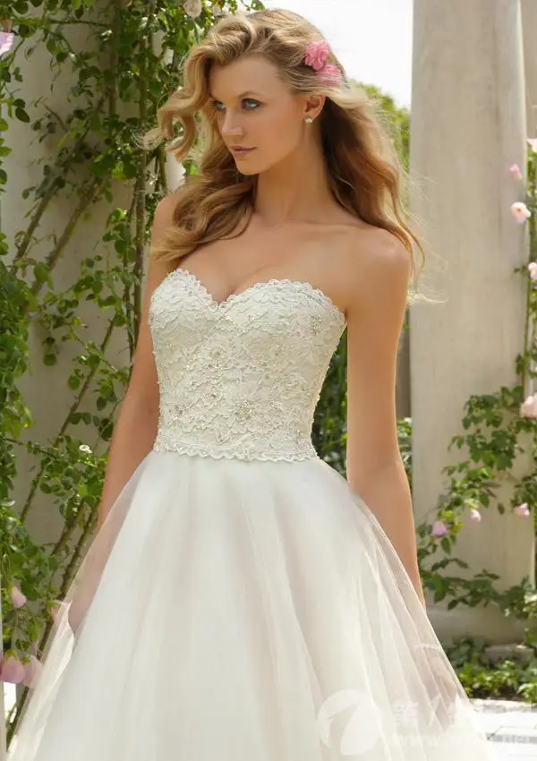 Sweetheart A Line Vestido De Noiva prezzo economico nuovo Design abiti da sposa perline di pizzo abiti da sposa bianco avorio