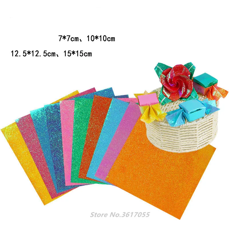 50pcs/set Square Shining Origami Paper DIY Craft Paper Kids Handmade DIY Scrapbooking Craft Decoration New Year Xmas Gifts