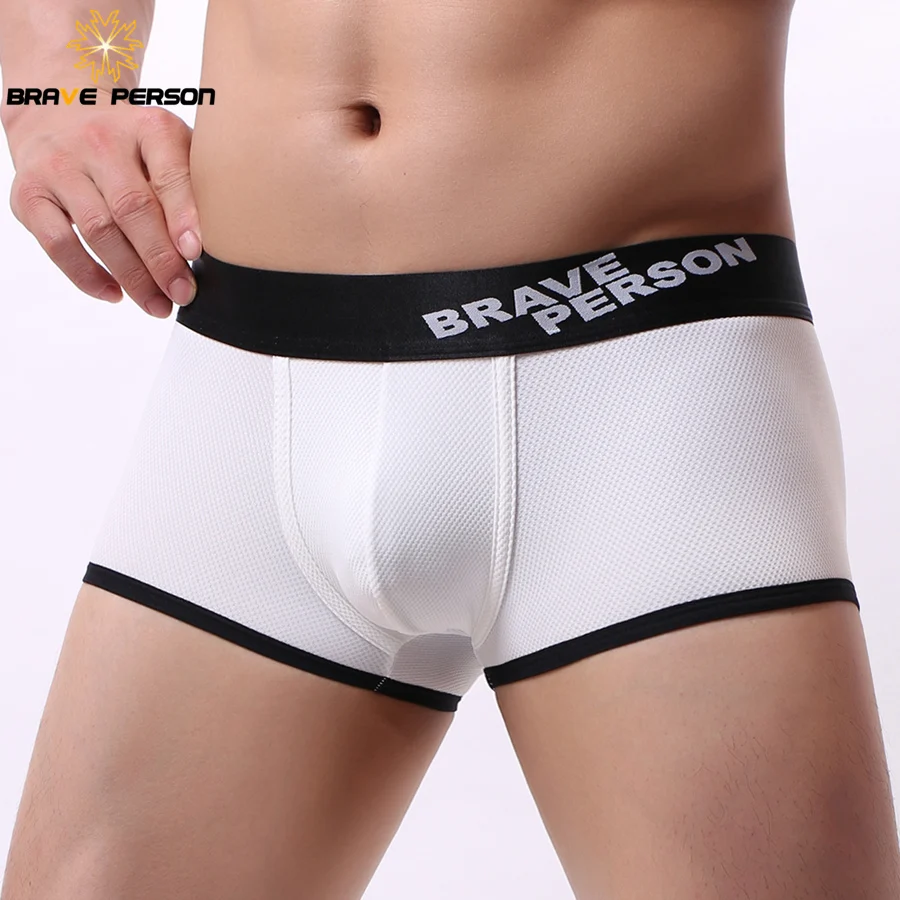 BRAVE PERSON Einfarbig Unterwäsche Männer Sexy Boxer Shorts Hohe Qualität Nylon Herren Boxer Unterwäsche Männlichen Mode Höschen