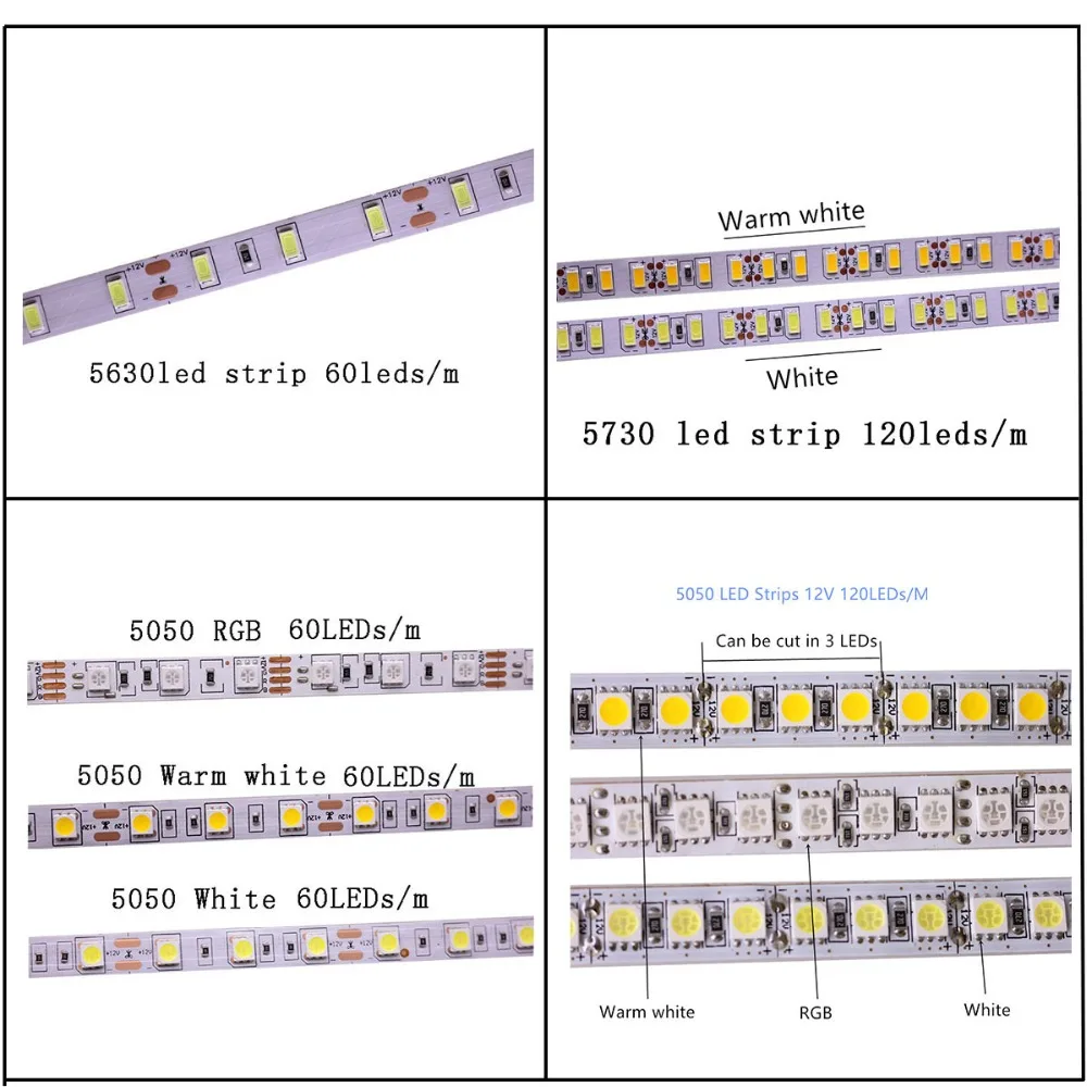 LED Strip 5M 2835 5730 5050 5054 RGB CCT RGBCCT RGBW RGBWW WARM WHITE 60/120/240/480 LED 4in1 12V 24V tape Light Strips Flexible