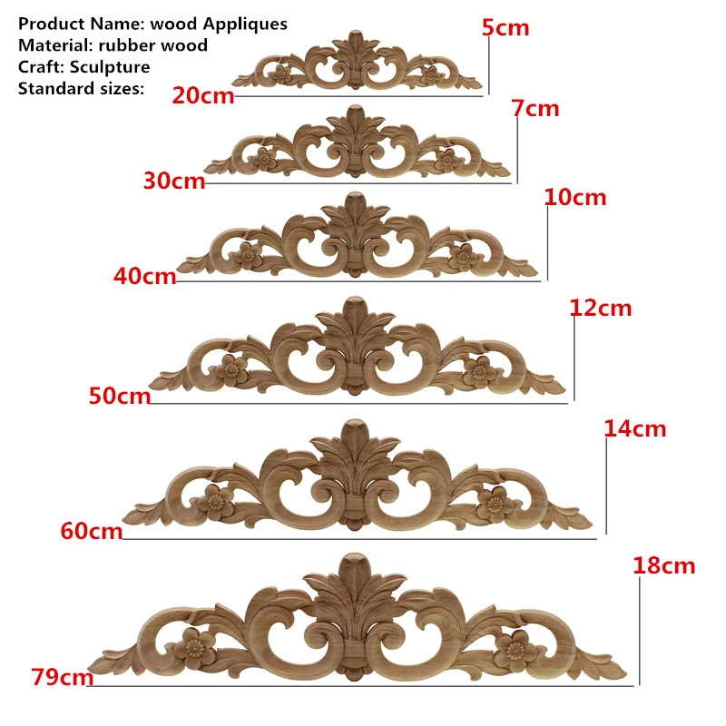 Прямоугольная резьба, аппликации из натурального дерева для мебели, шкафа, неокрашенные деревянные молдинги, наклейка, винтажный домашний декор, декоративные