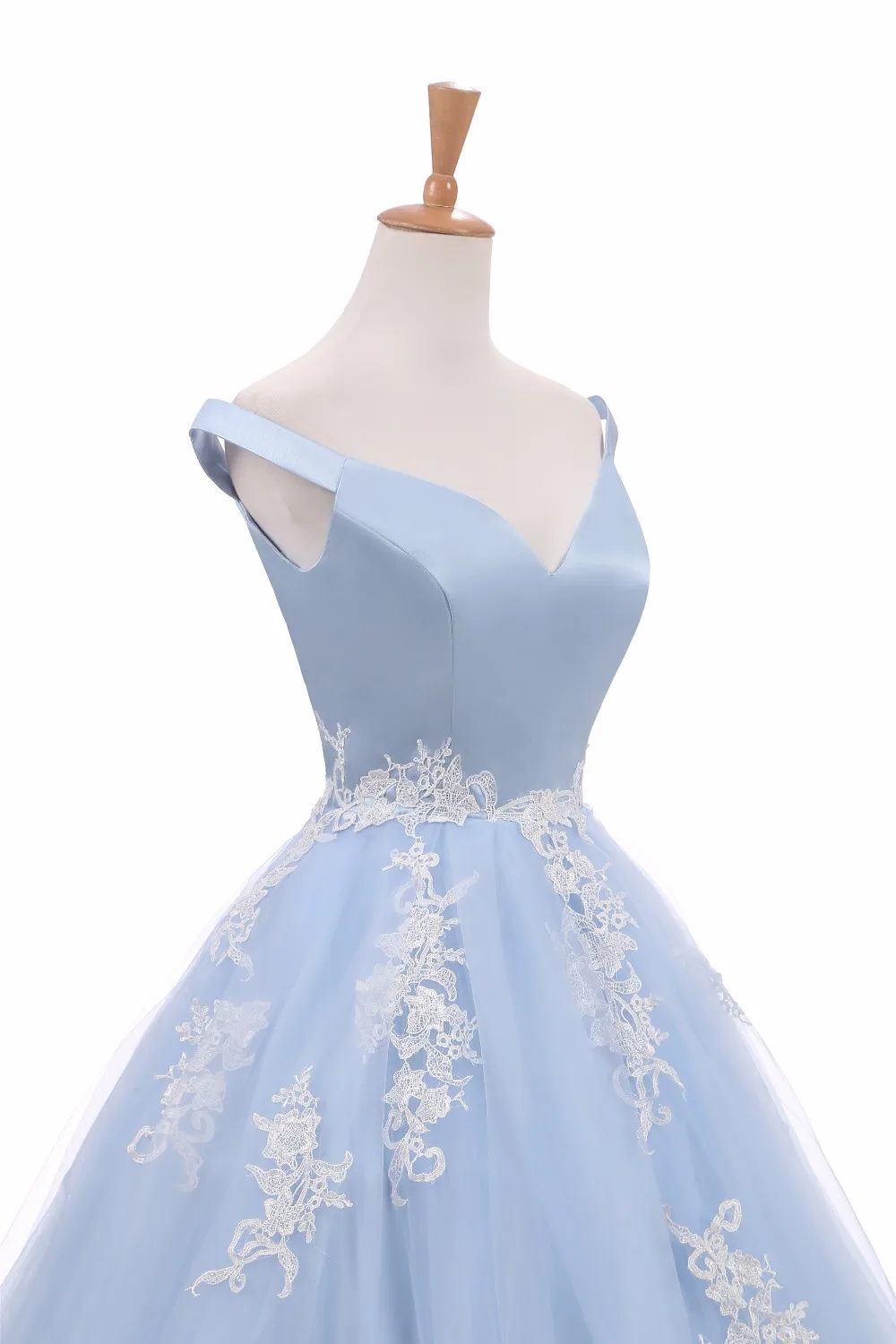 The Evening Dresses 2020 Tulle with Appliques Elegant Long Prom Party Dresses  Ball Gown Light Blue Robe De Soiree abendkleider