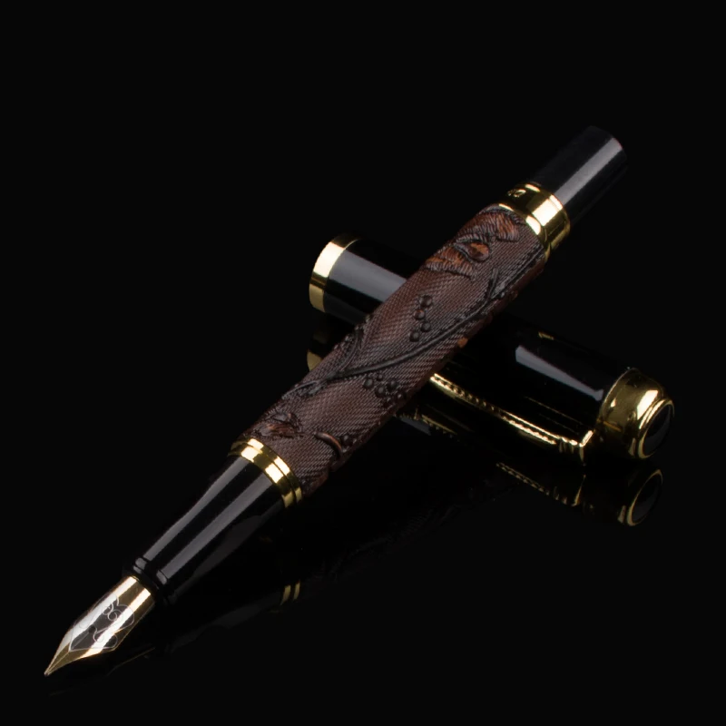 NEW DIKAWEN 891 BROWN AND GOLDEN  FOUNTAIN PEN DRAGON CLIP RICH CROP FLOWER BLOOM 4 STYLE FOR CHOICE BUSINESS BEST GIFT