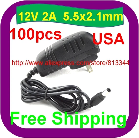 

100 PCS AC 110-240V DC 12V 2A POWER SUPPLY ADAPTER US PLUG 24w adapter led adapter