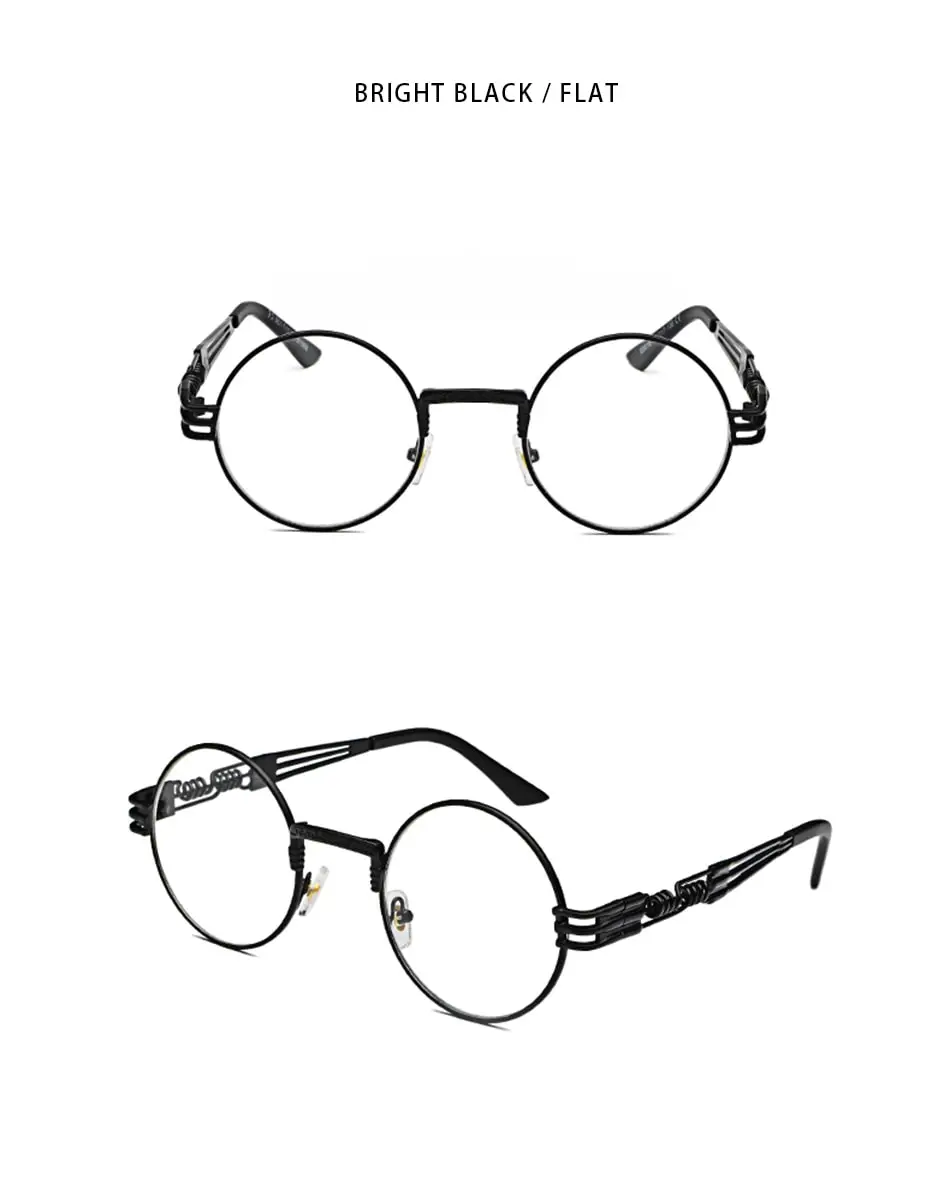Neue Mode Retro Steampunk Runde Metall Sonnenbrille für Männer Frauen Doppel Frühling Bein Bunte Brillen Punk Gläser UV400 – Detail 14