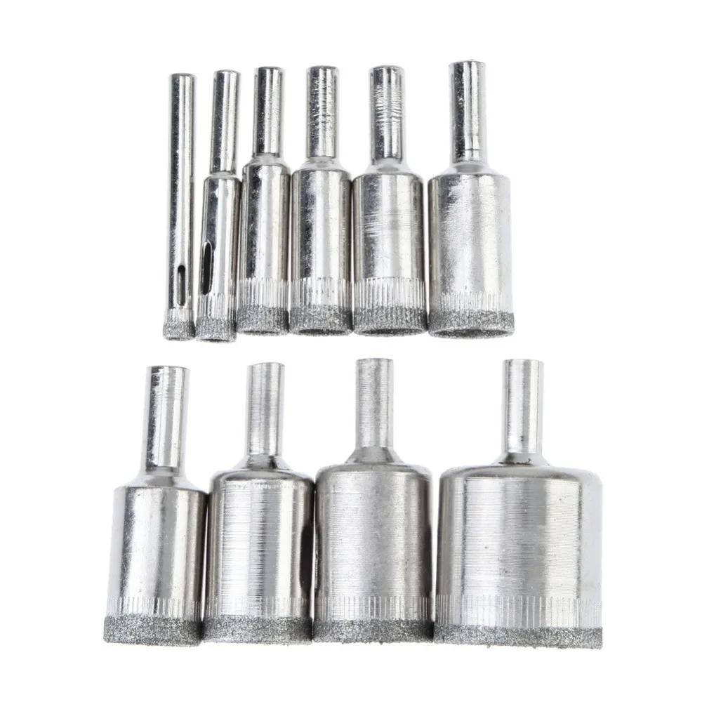 

10PCS/set 6-30mm Diamond Coated Core Hole Saw Drill Bits Tool Cutter For Tiles Marble Glass Granite Drilling Power Tools