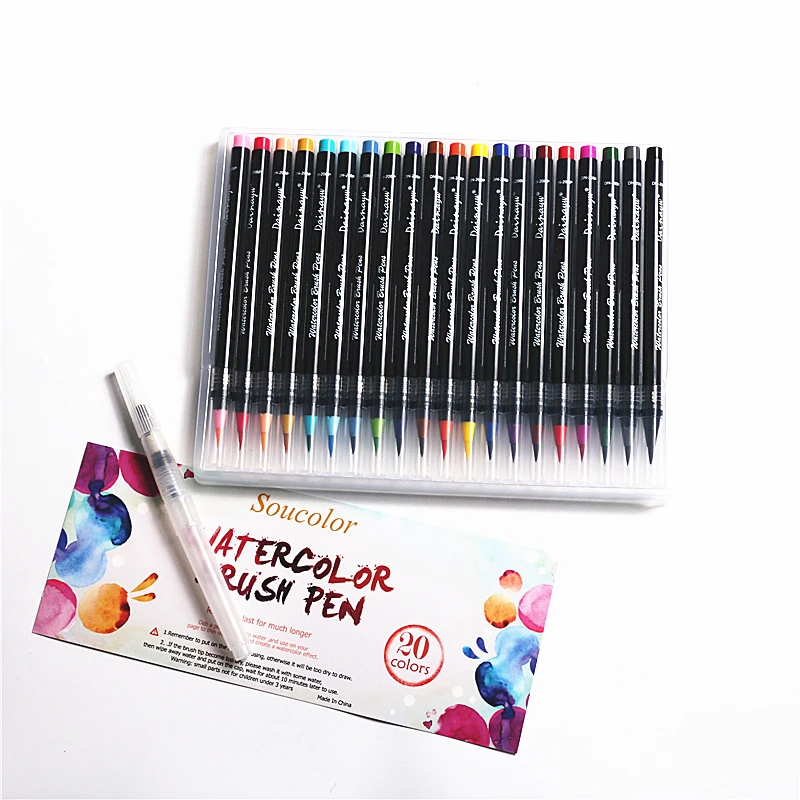 

20 Colors Painting Brush Pen Set Soft Watercolor Markers Fine Tip Design Water Brushes For Manga Comic Calligraphy