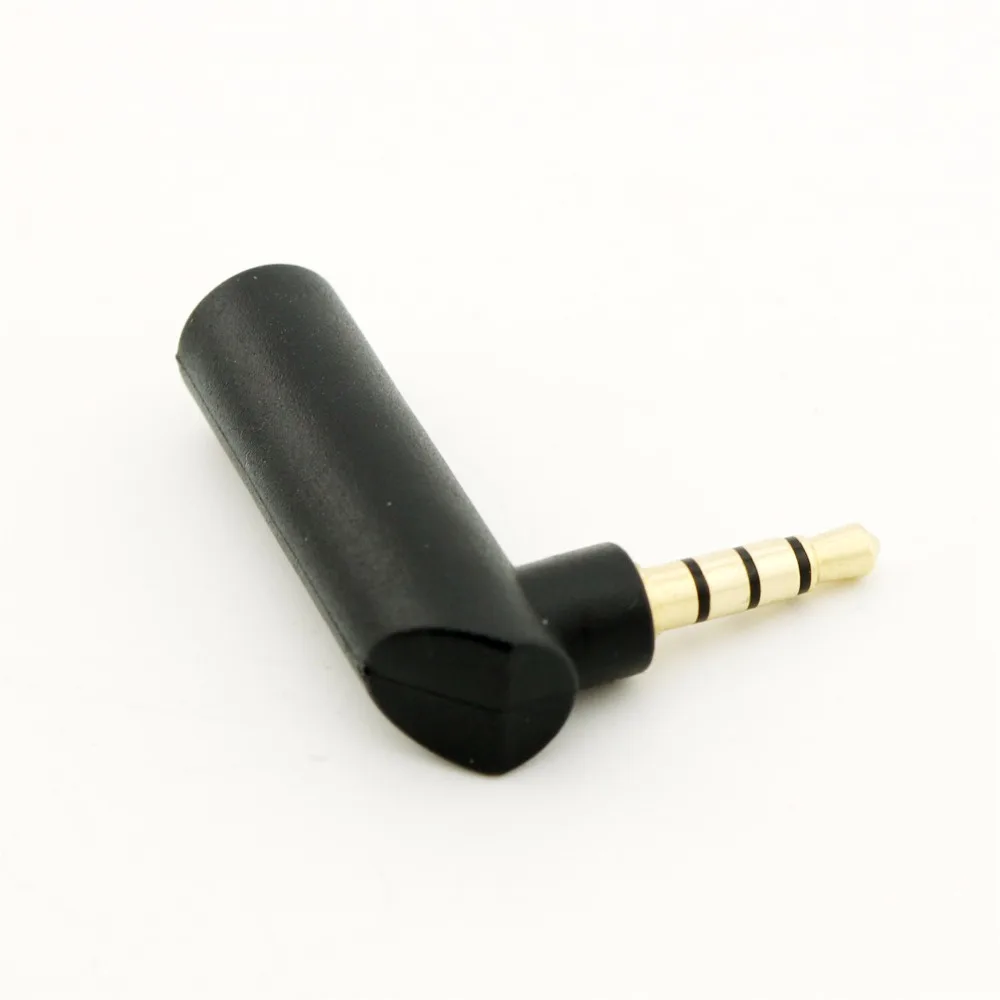 Adaptador estéreo de áudio 1 peça, 3.5mm, ângulo reto, macho para 4 polos fêmea, conversor conectores