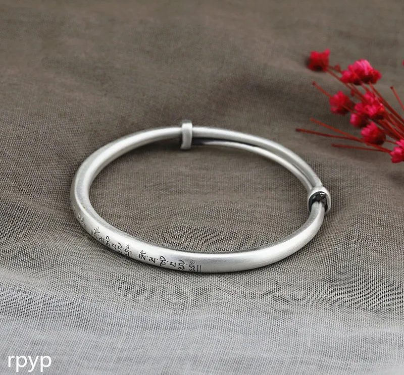 

KJJEAXCMY S999 Silver Jewelry Accessories, Hand-Made Lady, Sanskrit, Six Words, Genuine Bracelet.