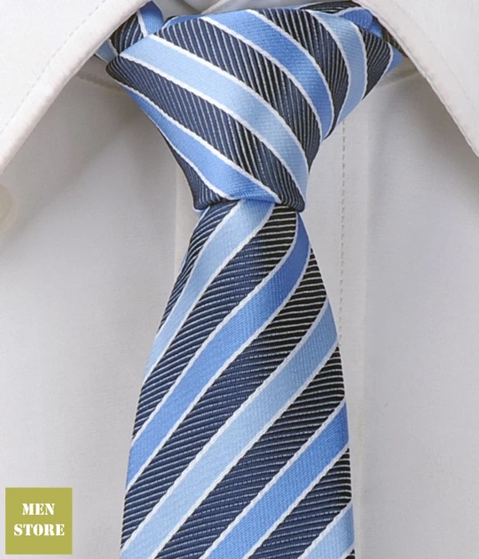 

Dark Blue White Stripes Men Jacquard Woven Skinny Slim Narrow 2.5" Necktie 6.5 cm Neckwear Wedding Party Tie LT229