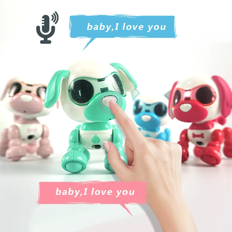 Cute Toy Smart Pet Dog Interactive Smart Puppy Robot Dog Voice-Activated Touch Recording LED Eyes Sound Recording Sing Sleep