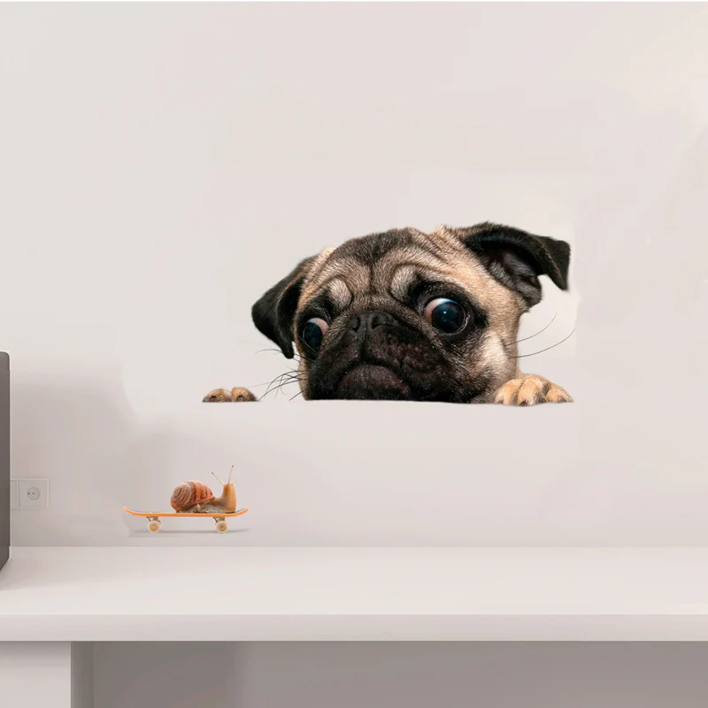 

Funny 3D Dog Peeking Snail Wall Sticker Bathroom Living Room Decorations Art Decals Cute Animal Toilet Stickers For Home Decor