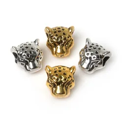 New Fashion Charms Beads 10Pcs/lot Antique Gold Silver Color Leopard Head Charms Beads Fit DIY Making Bracelet Jewelry Findings