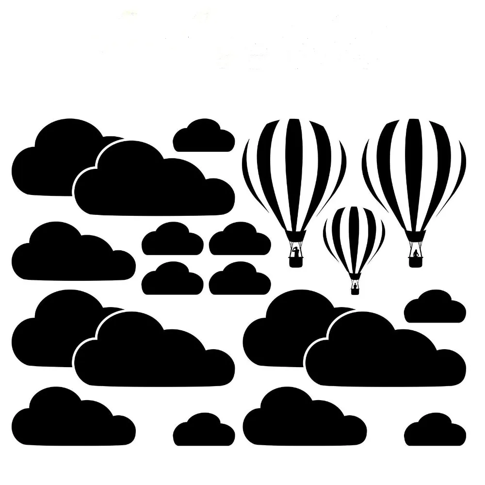 New Cartoon Hot Air Balloon White Clouds Wall Stickers For Kids Baby Rooms Nursery Wallpaper Home Decor Bedroom Vinyl Art Mural