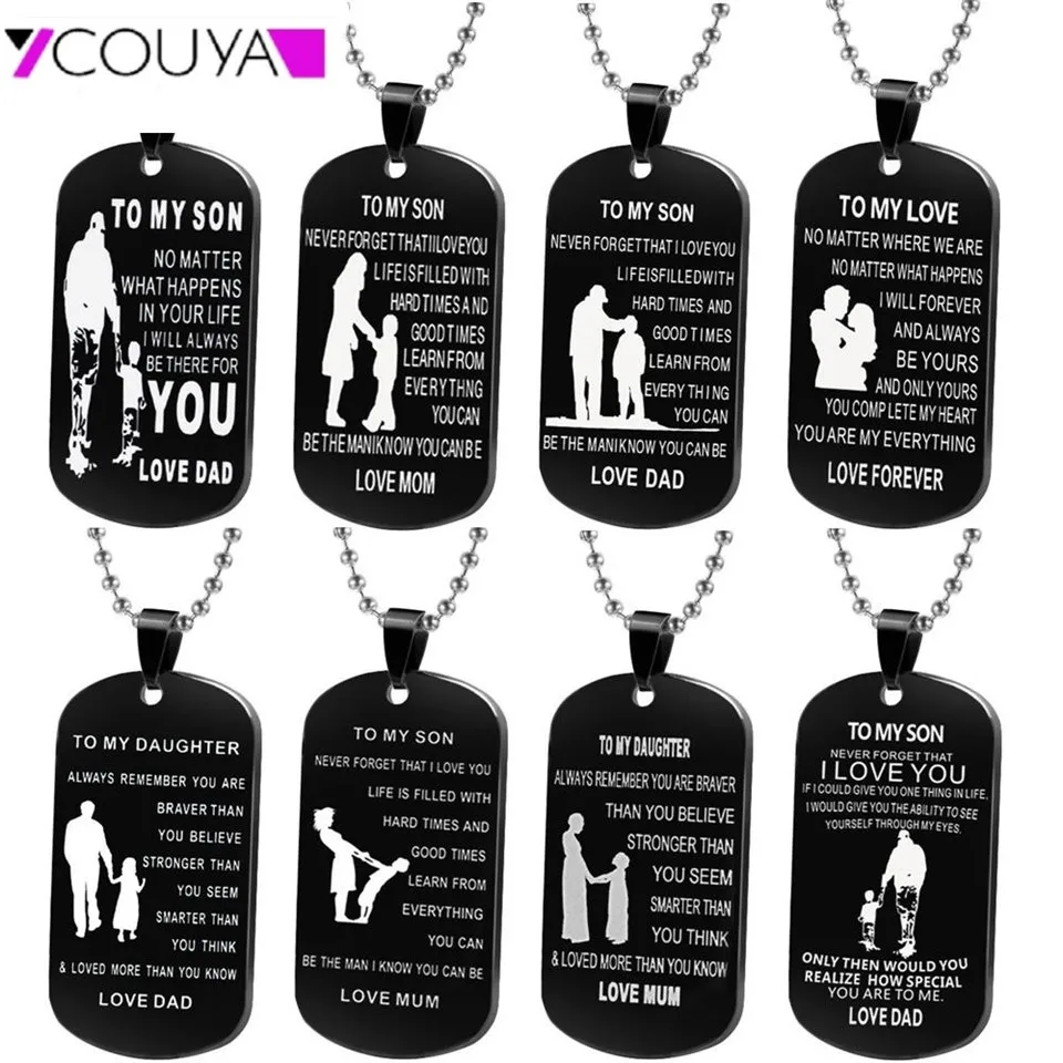 

Stainless Steel Lettering Necklace+Keychain Rectangular Pendant for Women Men Necklaces Personality Best Gift for Family/Lover