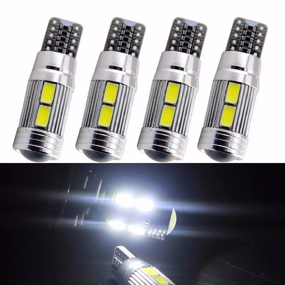 

4x 12V Lampada Pingo Led T10 W5w Samsung Chip 5000k -6000K luminio Canbus Canceller 10smd Branco