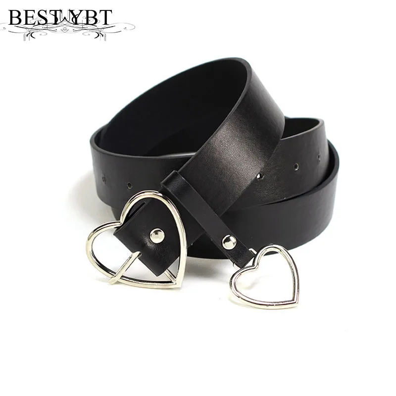 Best YBT Women belt Fashion PU Leather Metal Heart Pin Buckle belt Party Dress Decor Waistband Women belt size 105 cm