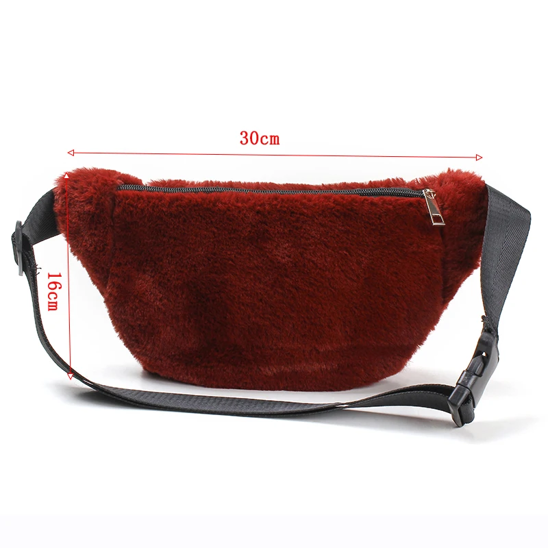 Fashion Women\'s Waist Bag Winter Plush Belt Bag Shoulder Crossbody Chest Bag Simple Fluffy Fanny Pack Banana Purse Designer Bag